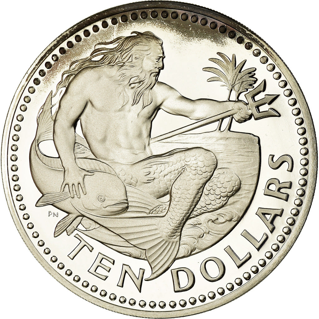 Moneta, Barbados, 10 Dollars, 1973, Franklin Mint, Proof, MS(65-70), Srebro
