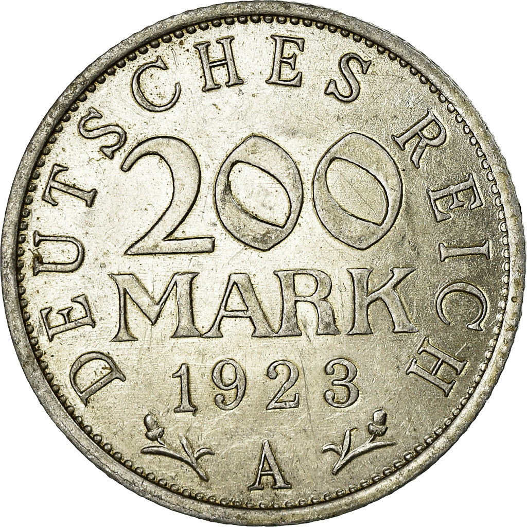 Coin, GERMANY, WEIMAR REPUBLIC, 200 Mark, 1923, Berlin, AU(55-58), Aluminum