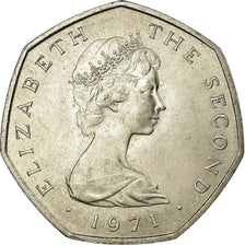 Coin, Isle of Man, Elizabeth II, 50 New Pence, 1971, MS(63), Copper-nickel