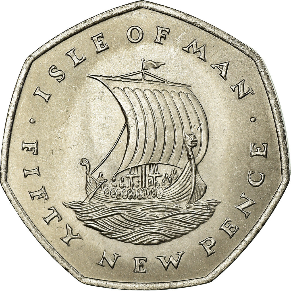 Coin, Isle of Man, Elizabeth II, 50 New Pence, 1971, MS(63), Copper-nickel