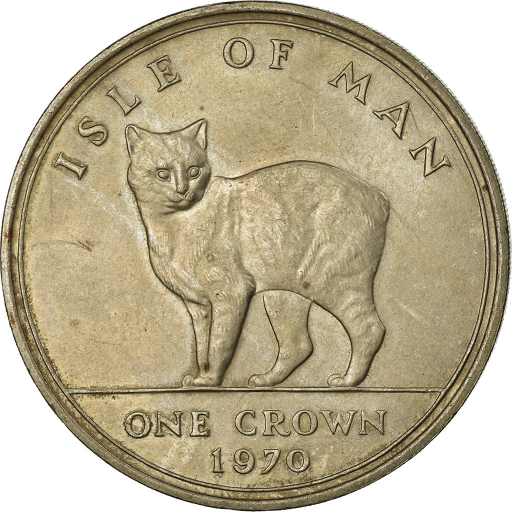 Coin, Isle of Man, Elizabeth II, Crown, 1970, Pobjoy Mint, AU(55-58)