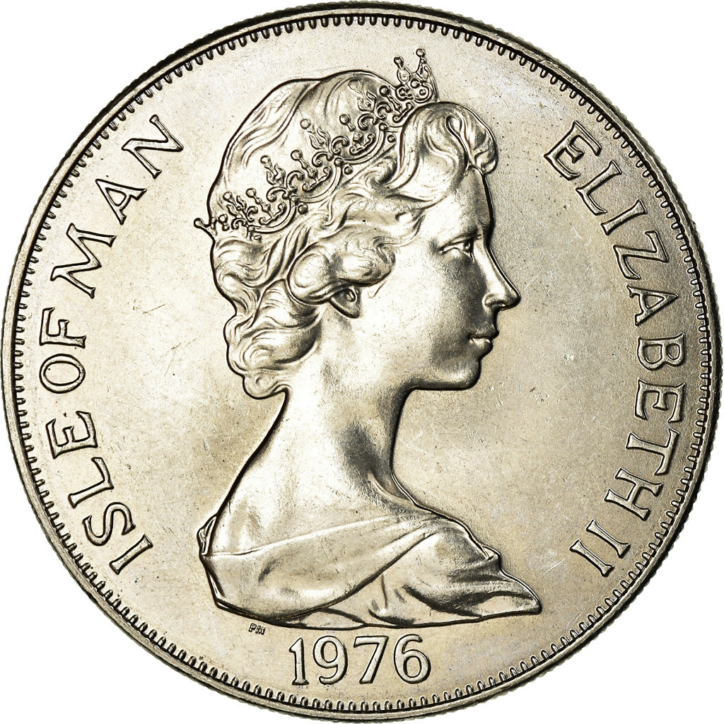 Coin, Isle of Man, Elizabeth II, Crown, 1976, Pobjoy Mint, AU(55-58)
