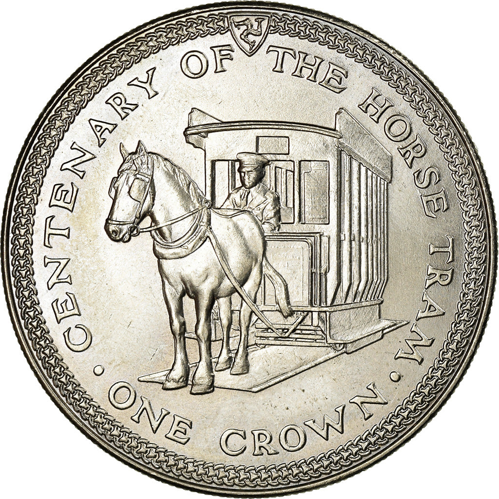 Coin, Isle of Man, Elizabeth II, Crown, 1976, Pobjoy Mint, AU(55-58)