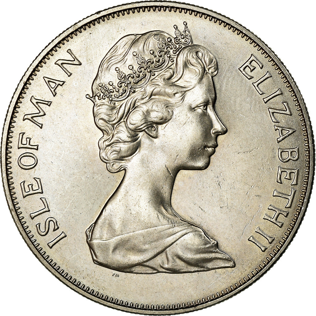 Coin, Isle of Man, Elizabeth II, Crown, 1977, Pobjoy Mint, AU(55-58)
