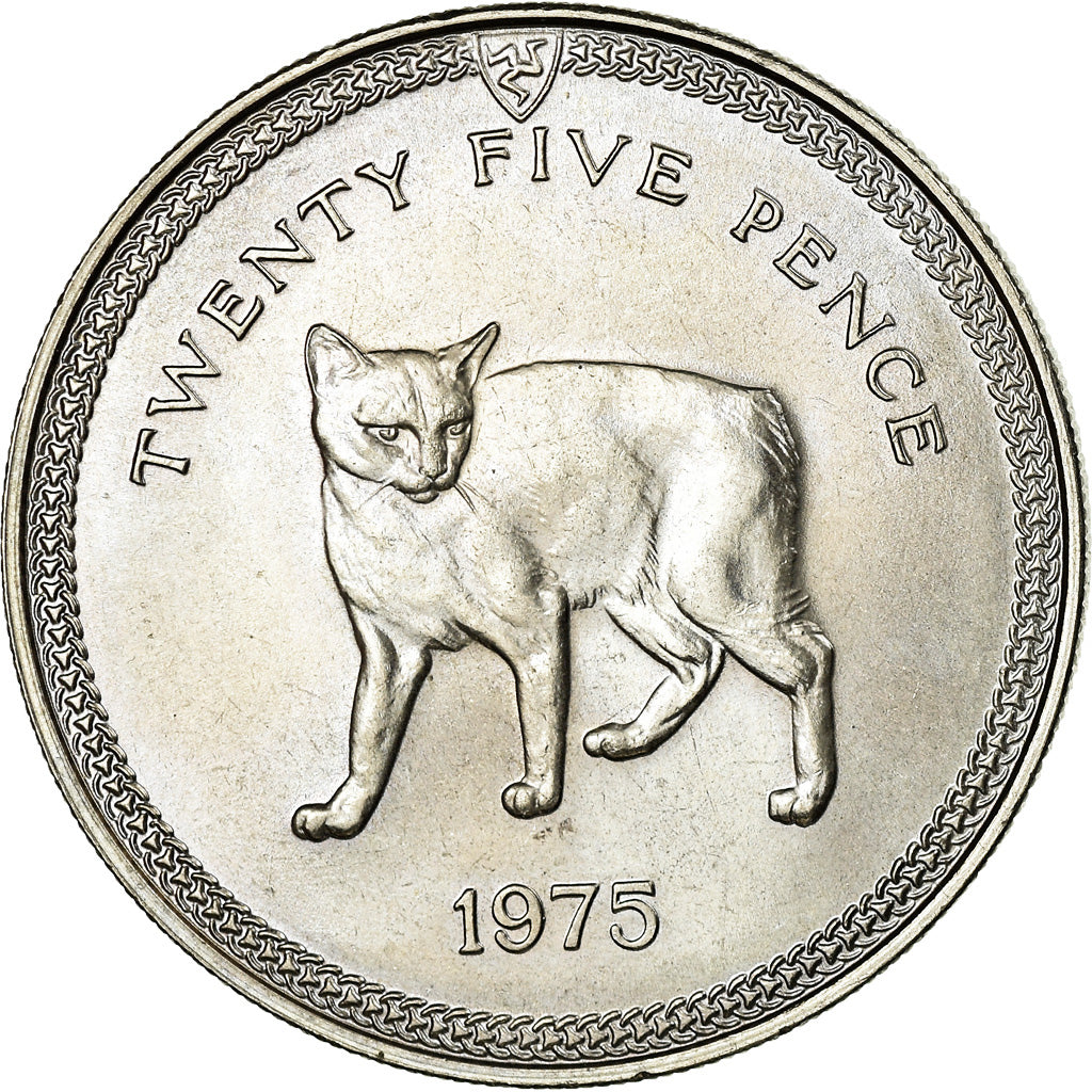 Coin, Isle of Man, Elizabeth II, 25 Pence, 1975, Pobjoy Mint, AU(55-58)
