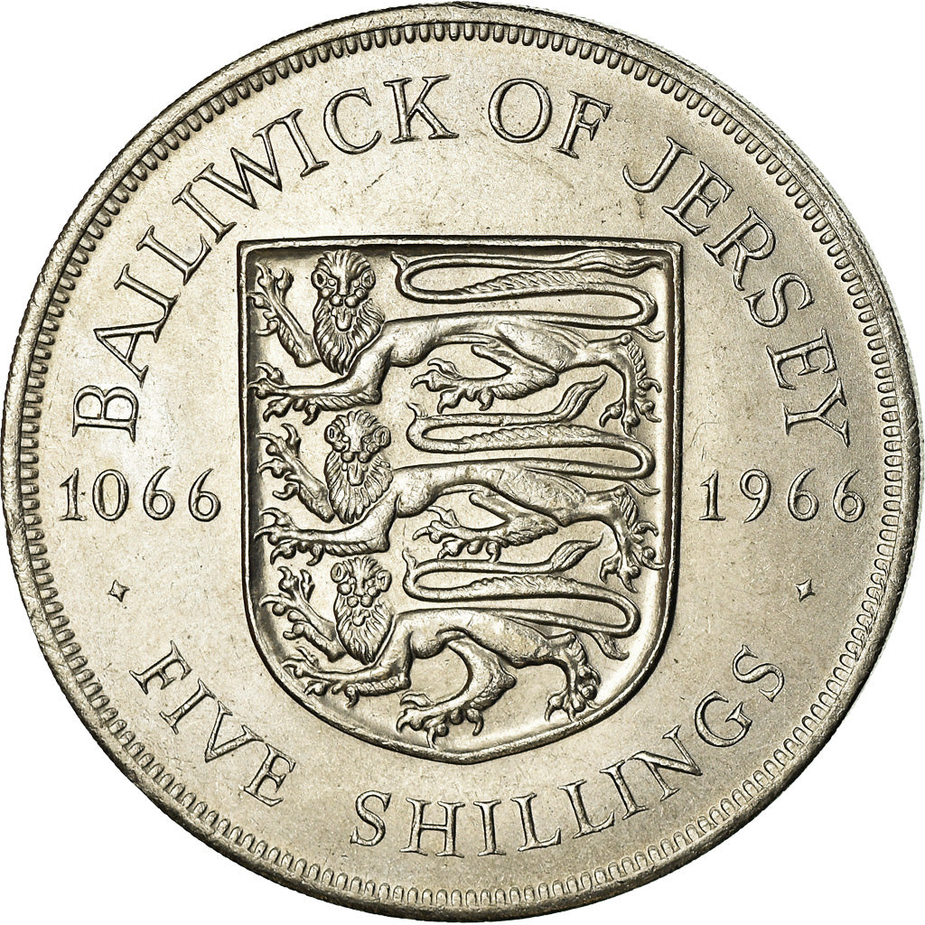 Monnaie, Jersey, Elizabeth II, 5 Shilling, 1966, SUP, Copper-nickel, KM:28
