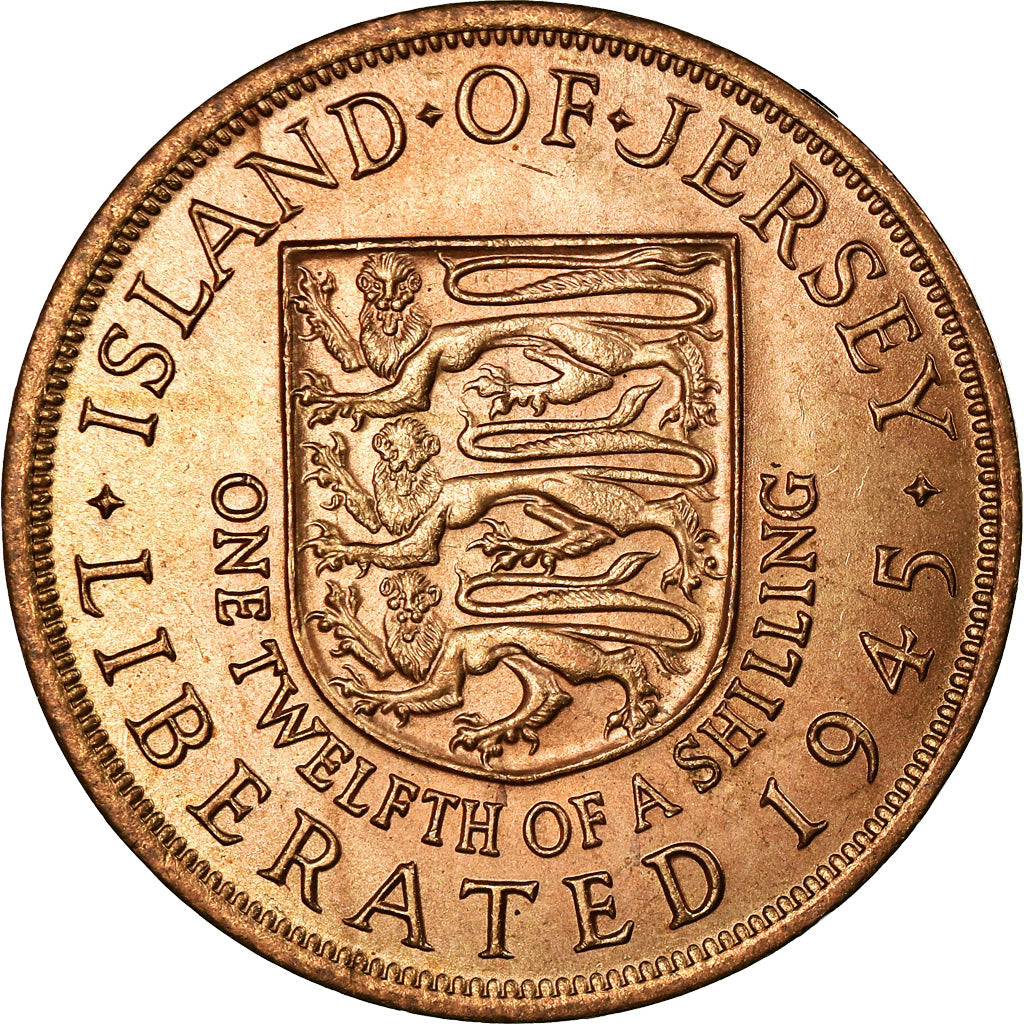 Coin, Jersey, George VI, 1/12 Shilling, 1945, AU(55-58), Bronze, KM:19