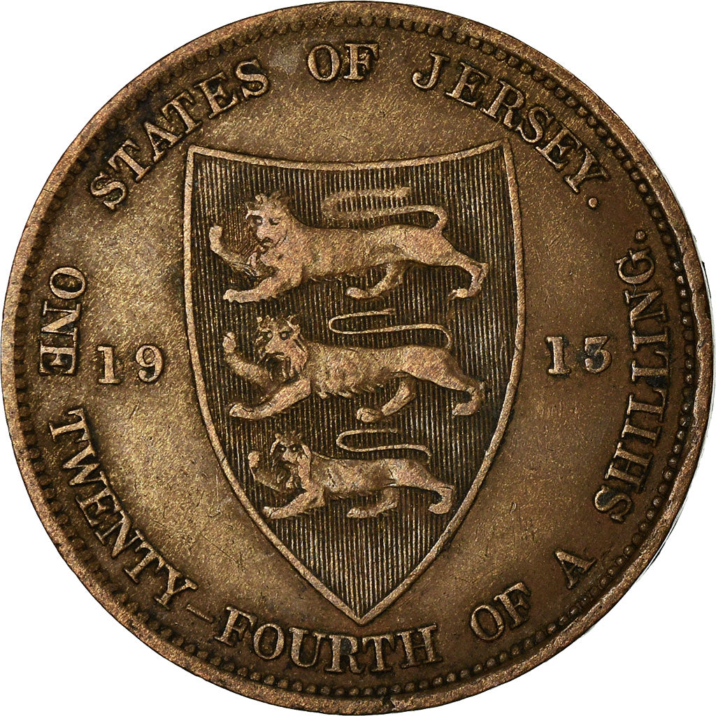 Coin, Jersey, George V, 1/24 Shilling, 1913, EF(40-45), Bronze, KM:11