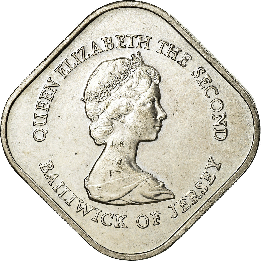 Coin, Jersey, Elizabeth II, Pound, 1981, AU(55-58), Copper-nickel, KM:51