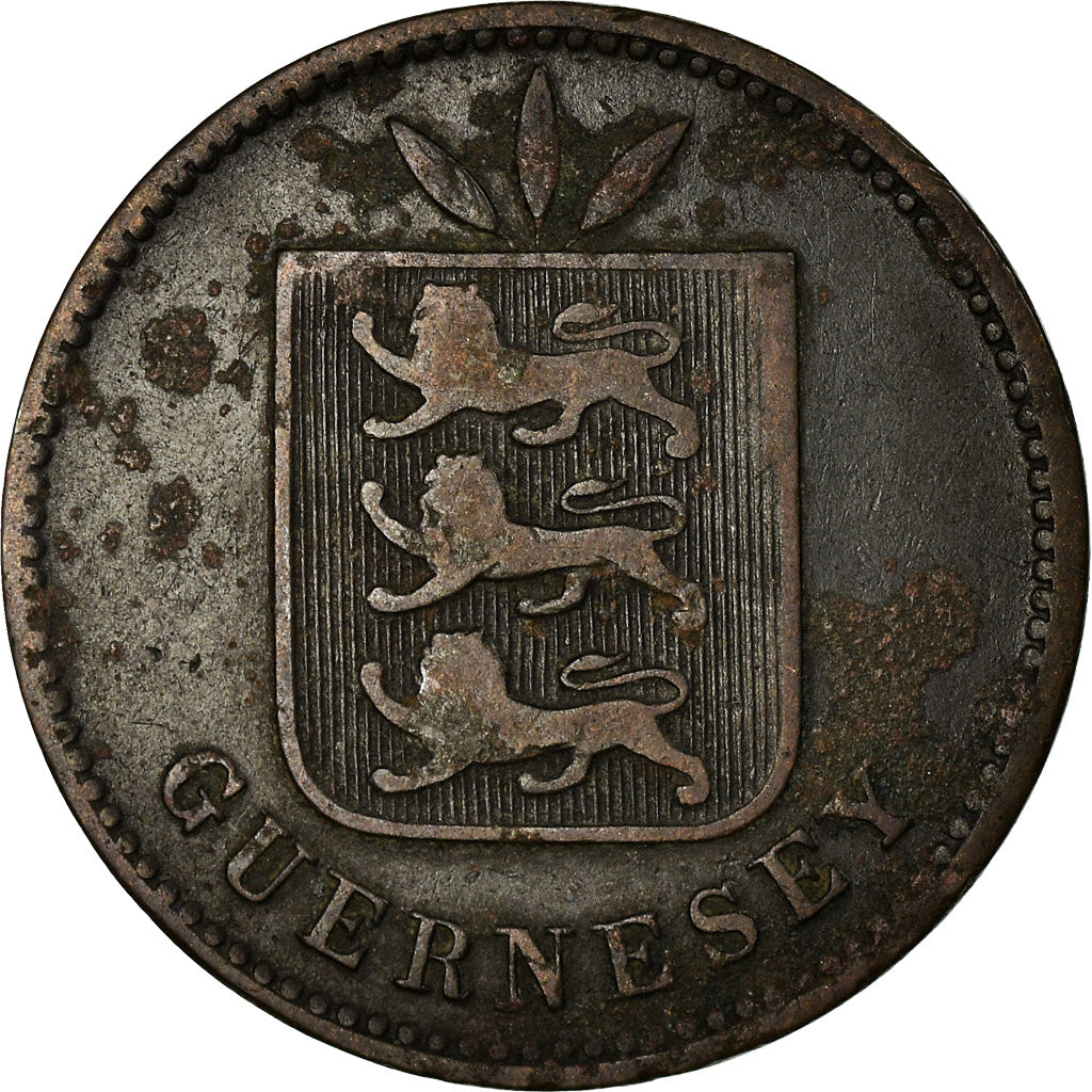 Coin, Guernsey, 4 Doubles, 1902, Heaton, Birmingham, F(12-15), Bronze, KM:5