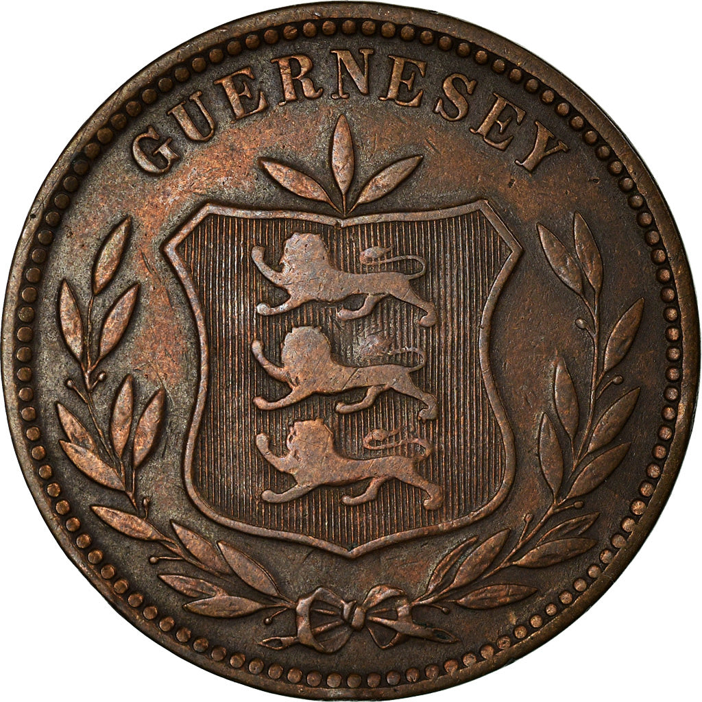 Coin, Guernsey, 8 Doubles, 1902, Heaton, Birmingham, VF(30-35), Bronze, KM:7