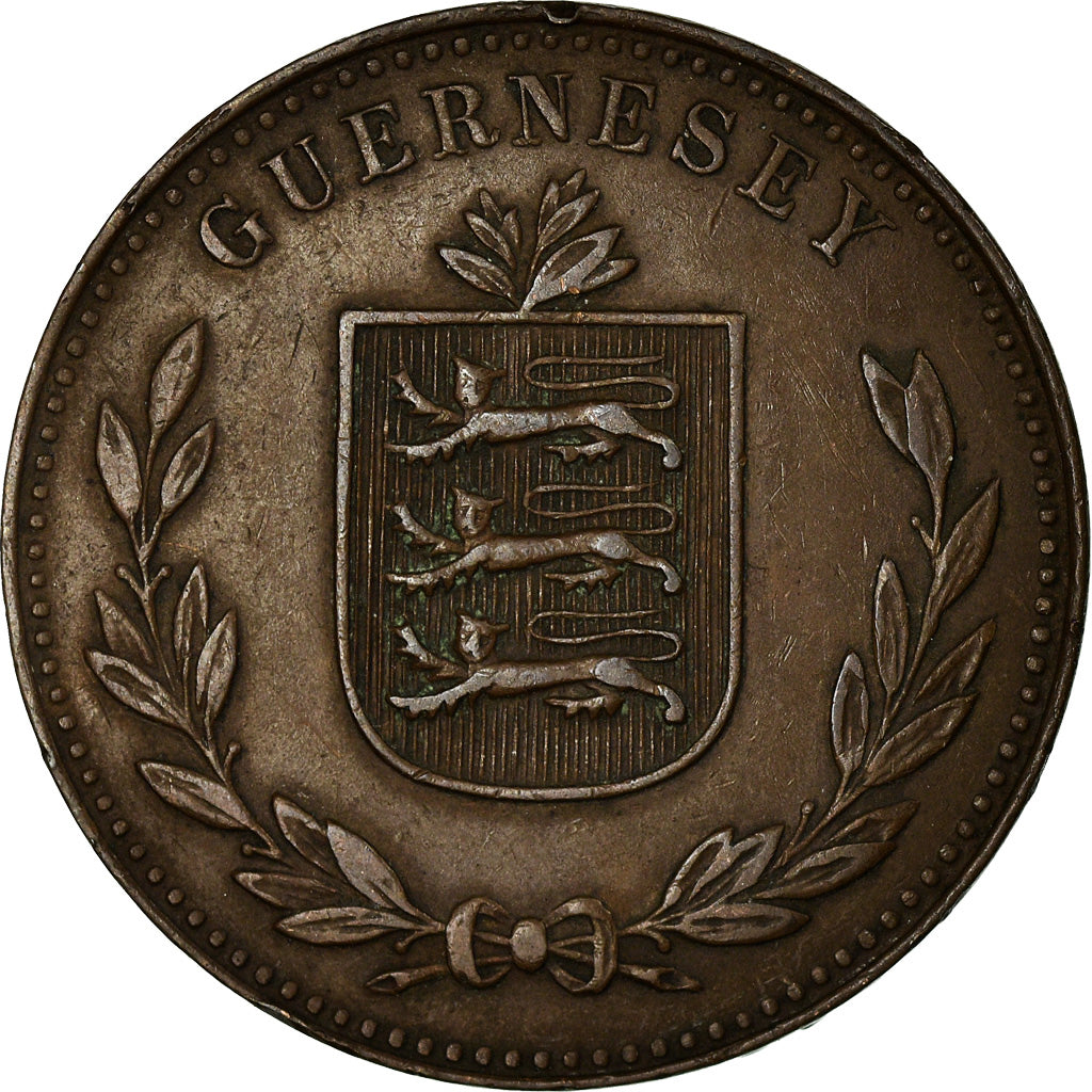 Coin, Guernsey, 8 Doubles, 1920, Heaton, Birmingham, EF(40-45), Bronze, KM:14