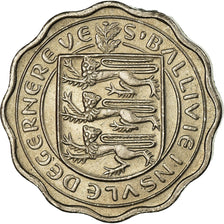 Coin, Guernsey, Elizabeth II, 3 Pence, 1959, AU(55-58), Copper-nickel, KM:18