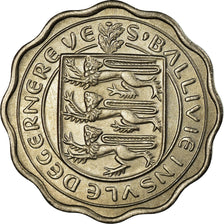 Coin, Guernsey, Elizabeth II, 3 Pence, 1956, MS(63), Copper-nickel, KM:17