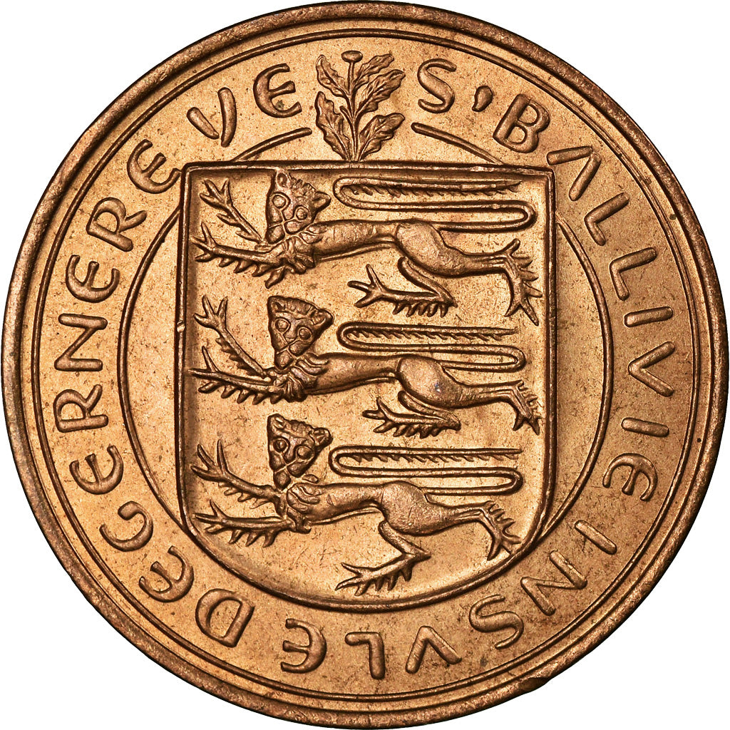 Coin, Guernsey, Elizabeth II, 8 Doubles, 1956, MS(63), Bronze, KM:16