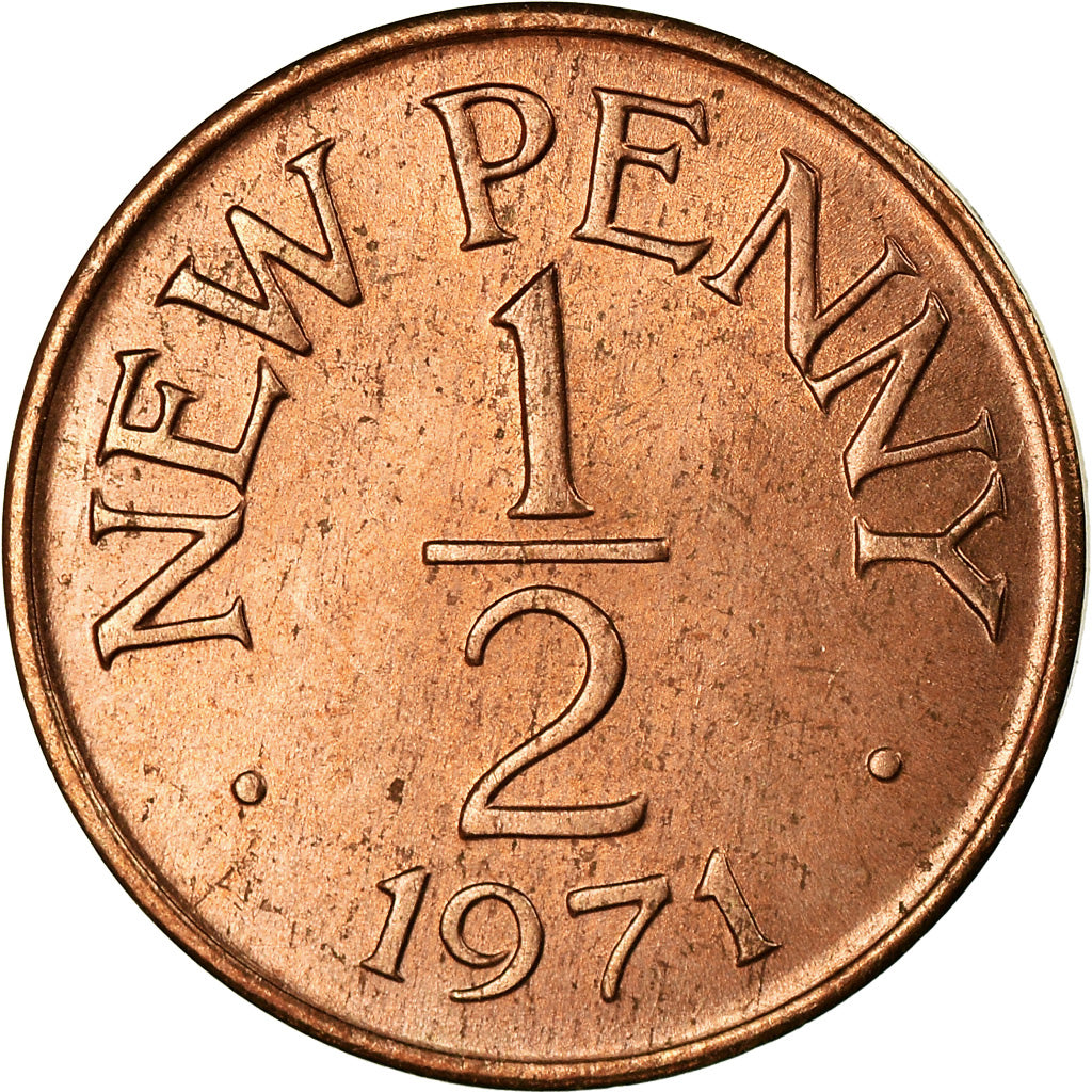Moneda, Guernsey, Elizabeth II, 1/2 New Penny, 1971, SC, Bronce, KM:20