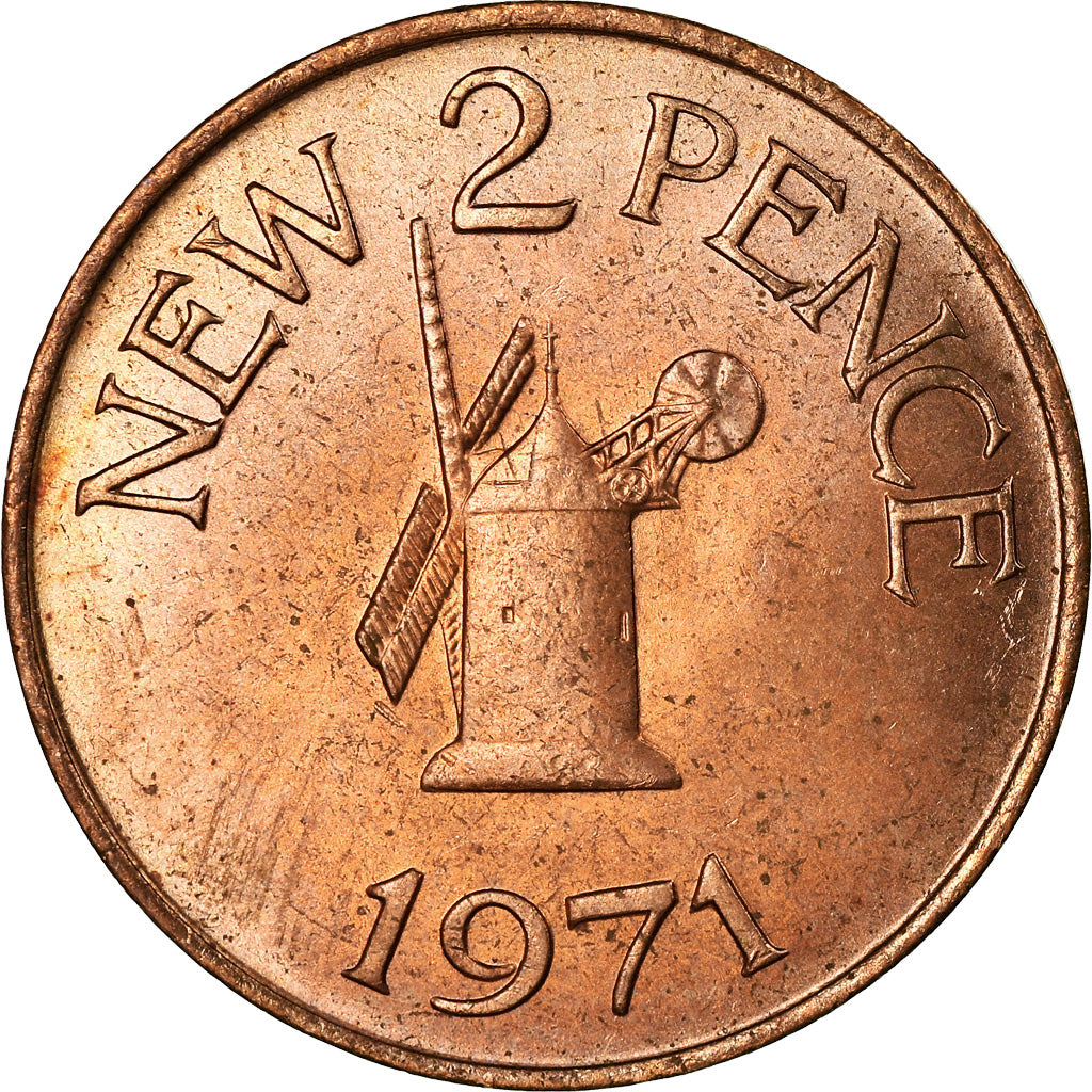 Coin, Guernsey, Elizabeth II, 2 New Pence, 1971, MS(63), Bronze, KM:22