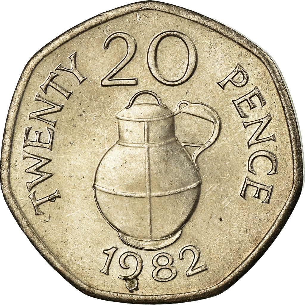 Coin, Guernsey, Elizabeth II, 20 Pence, 1982, MS(63), Copper-nickel, KM:38