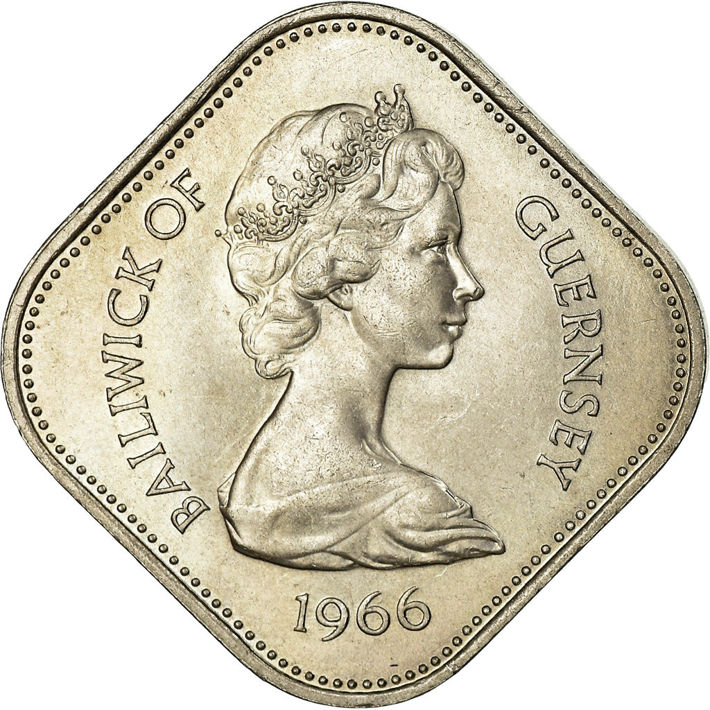 Coin, Guernsey, Elizabeth II, 10 Shilling, 1966, MS(63), Copper-nickel, KM:19