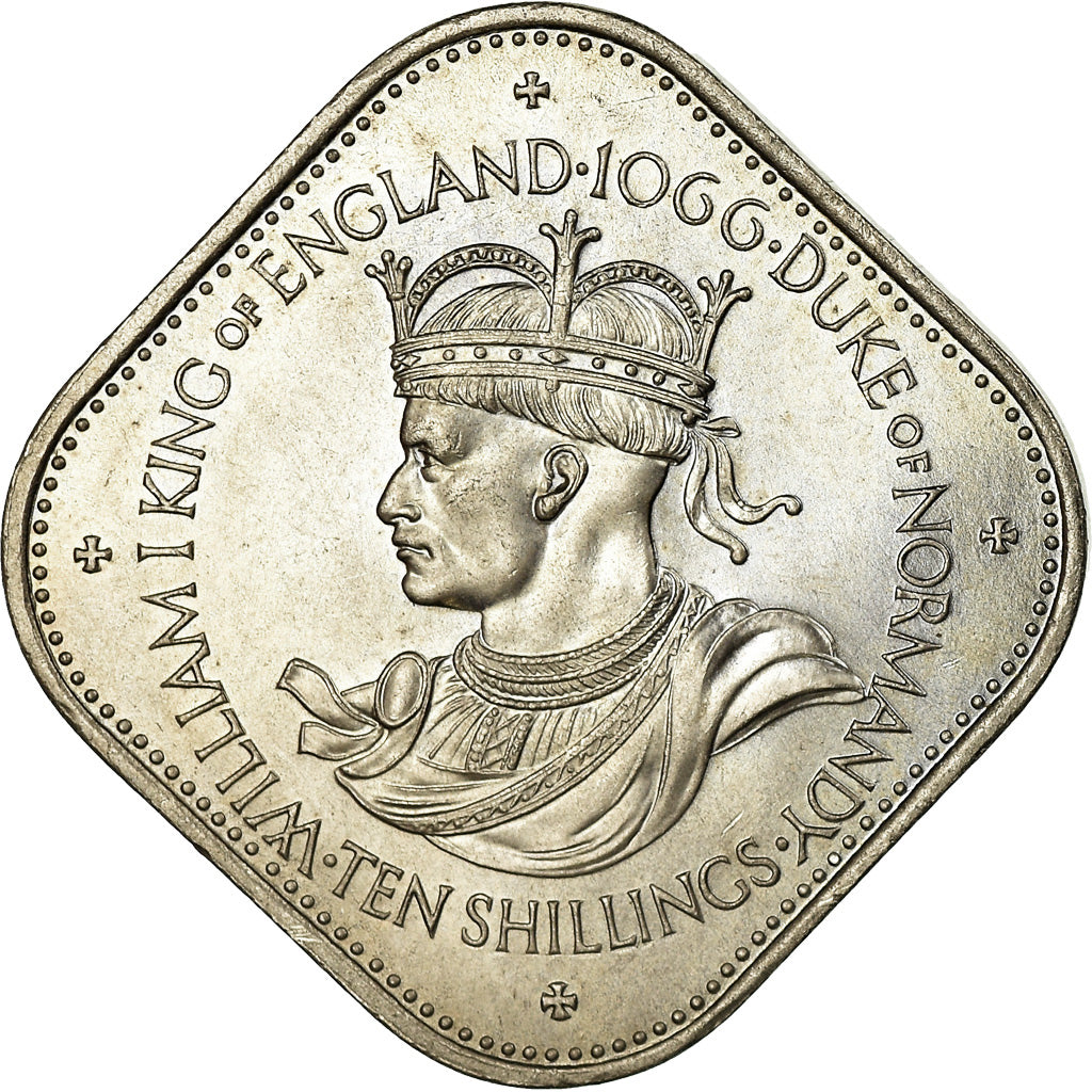 Coin, Guernsey, Elizabeth II, 10 Shilling, 1966, MS(63), Copper-nickel, KM:19