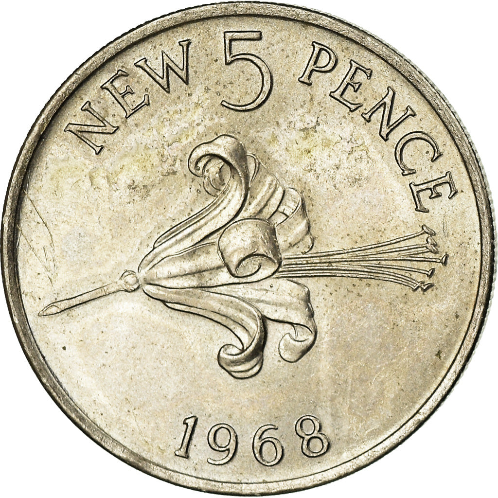 Moneta, Guernsey, Elizabeth II, 5 New Pence, 1968, SPL, Rame-nichel, KM:23