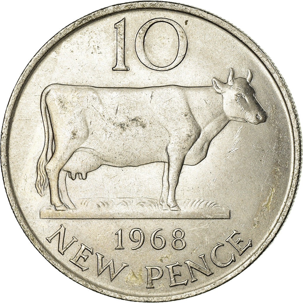 Coin, Guernsey, Elizabeth II, 10 New Pence, 1968, MS(63), Copper-nickel, KM:24