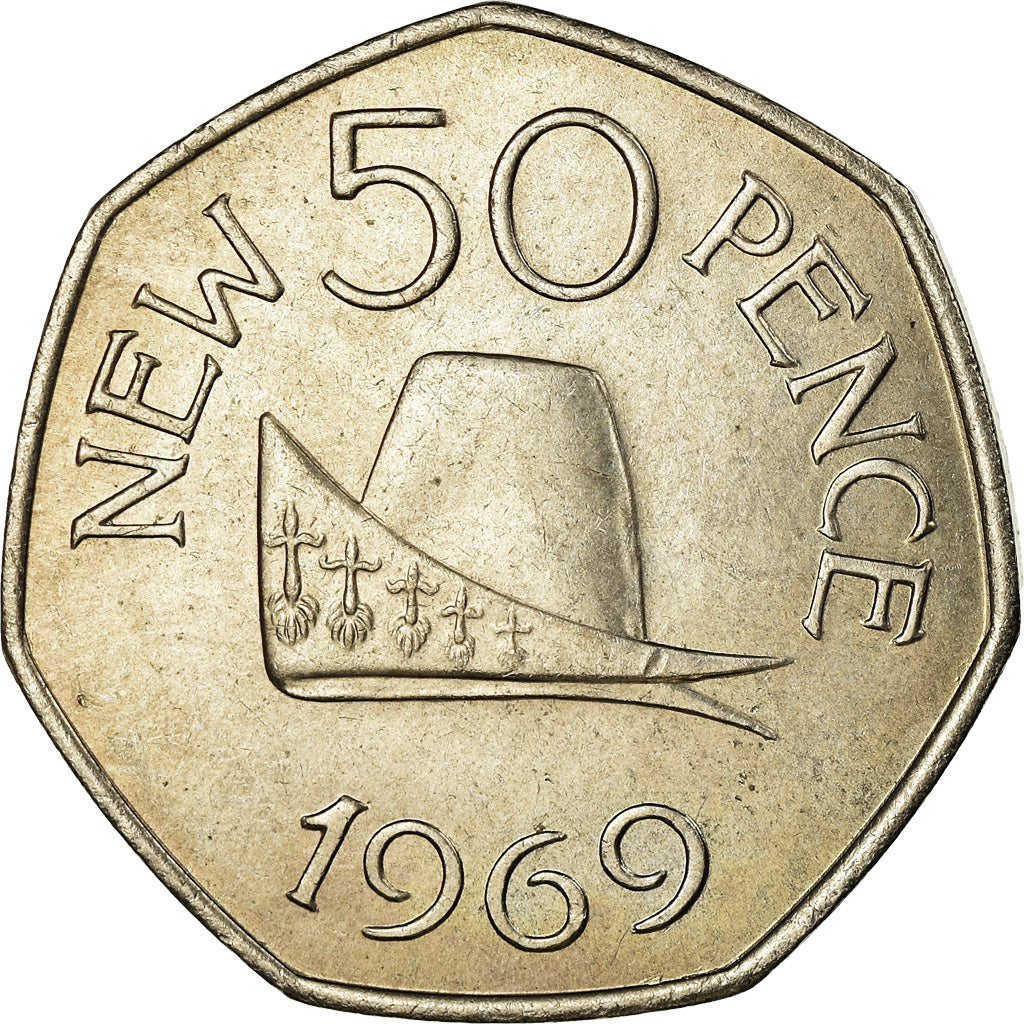 Monnaie, Guernsey, Elizabeth II, 50 New Pence, 1969, SPL, Copper-nickel, KM:25