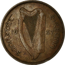 Coin, IRELAND REPUBLIC, 1/2 Penny, 1937, EF(40-45), Bronze, KM:2