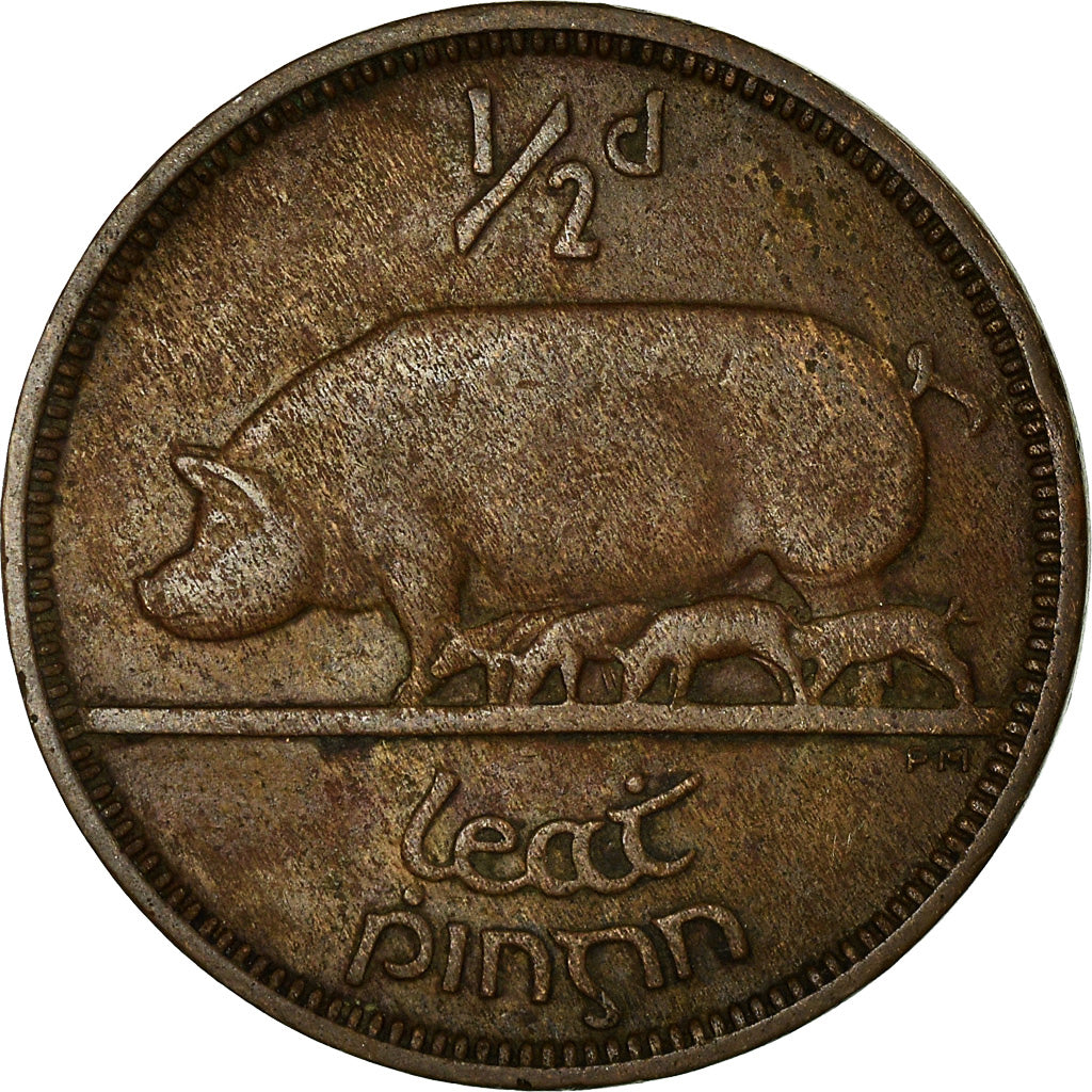 Coin, IRELAND REPUBLIC, 1/2 Penny, 1937, EF(40-45), Bronze, KM:2