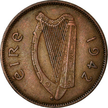 Coin, IRELAND REPUBLIC, 1/2 Penny, 1942, EF(40-45), Bronze, KM:10