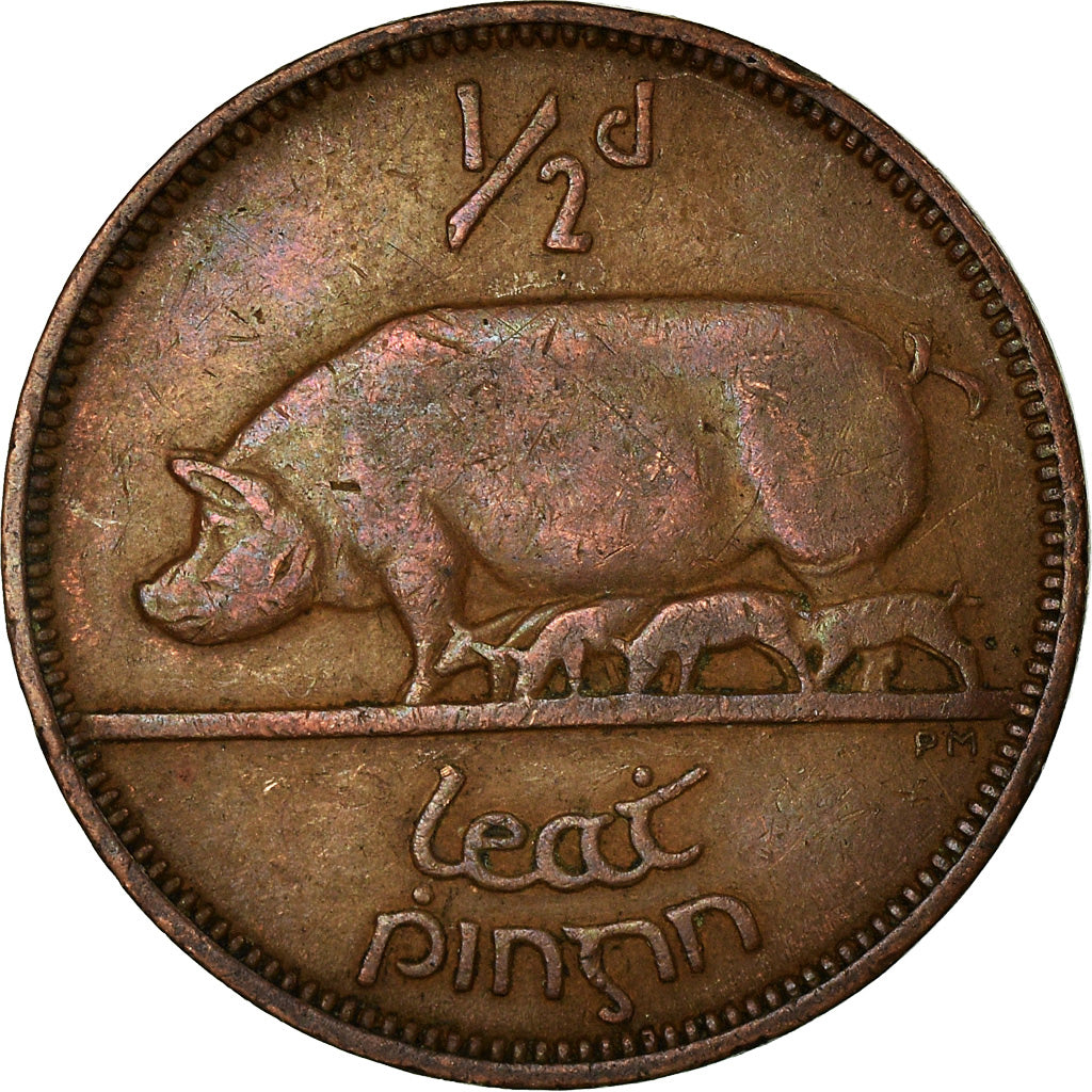 Coin, IRELAND REPUBLIC, 1/2 Penny, 1942, EF(40-45), Bronze, KM:10