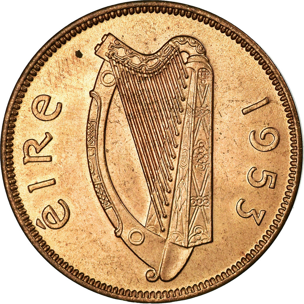 Coin, IRELAND REPUBLIC, 1/2 Penny, 1953, MS(63), Bronze, KM:10