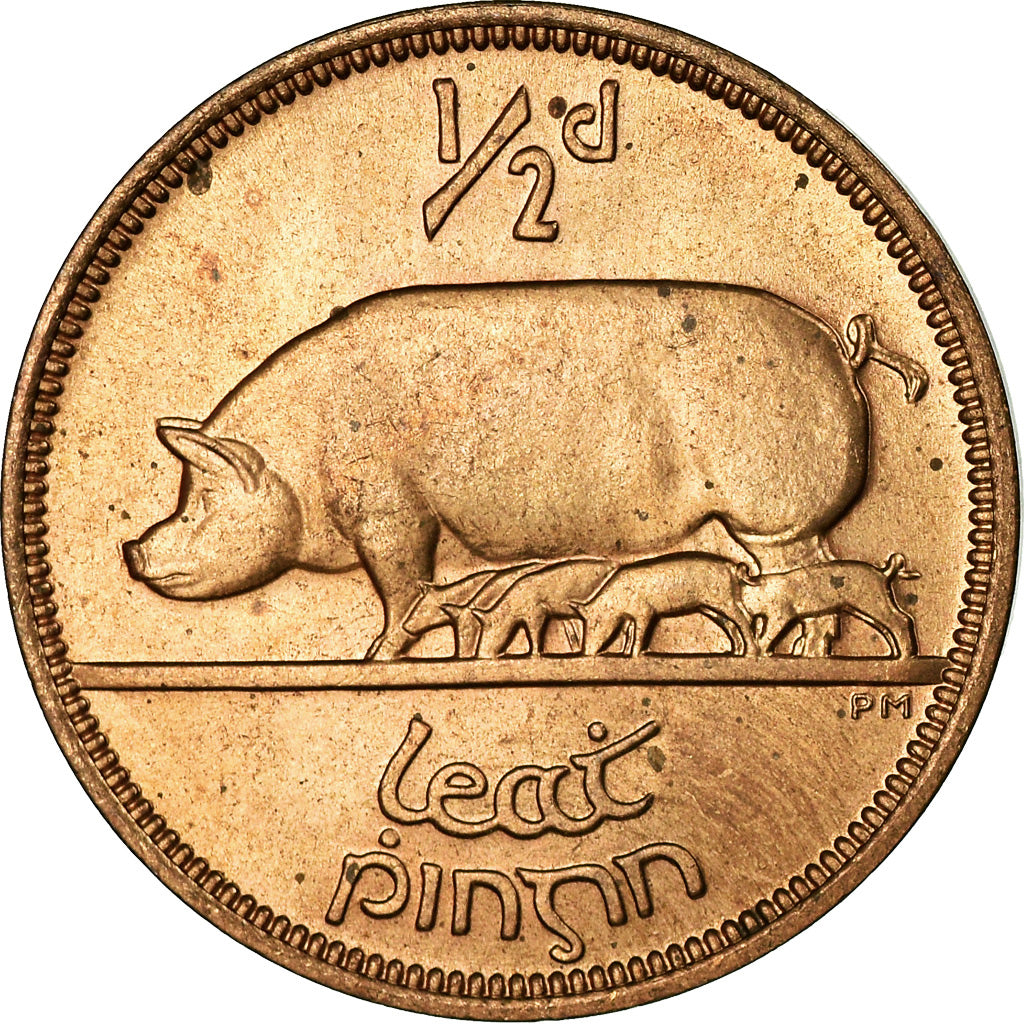 Coin, IRELAND REPUBLIC, 1/2 Penny, 1953, MS(63), Bronze, KM:10