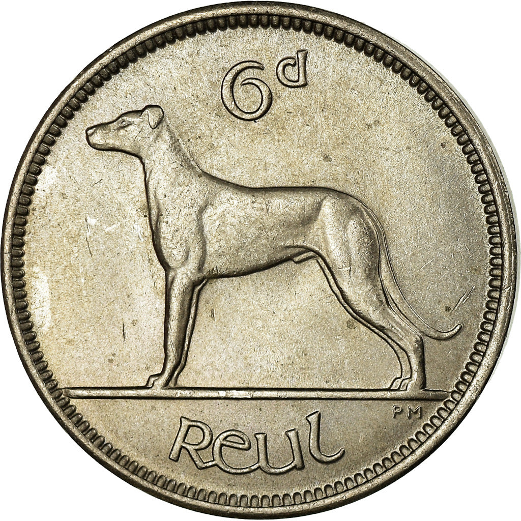 Coin, IRELAND REPUBLIC, 6 Pence, 1955, AU(55-58), Copper-nickel, KM:13a