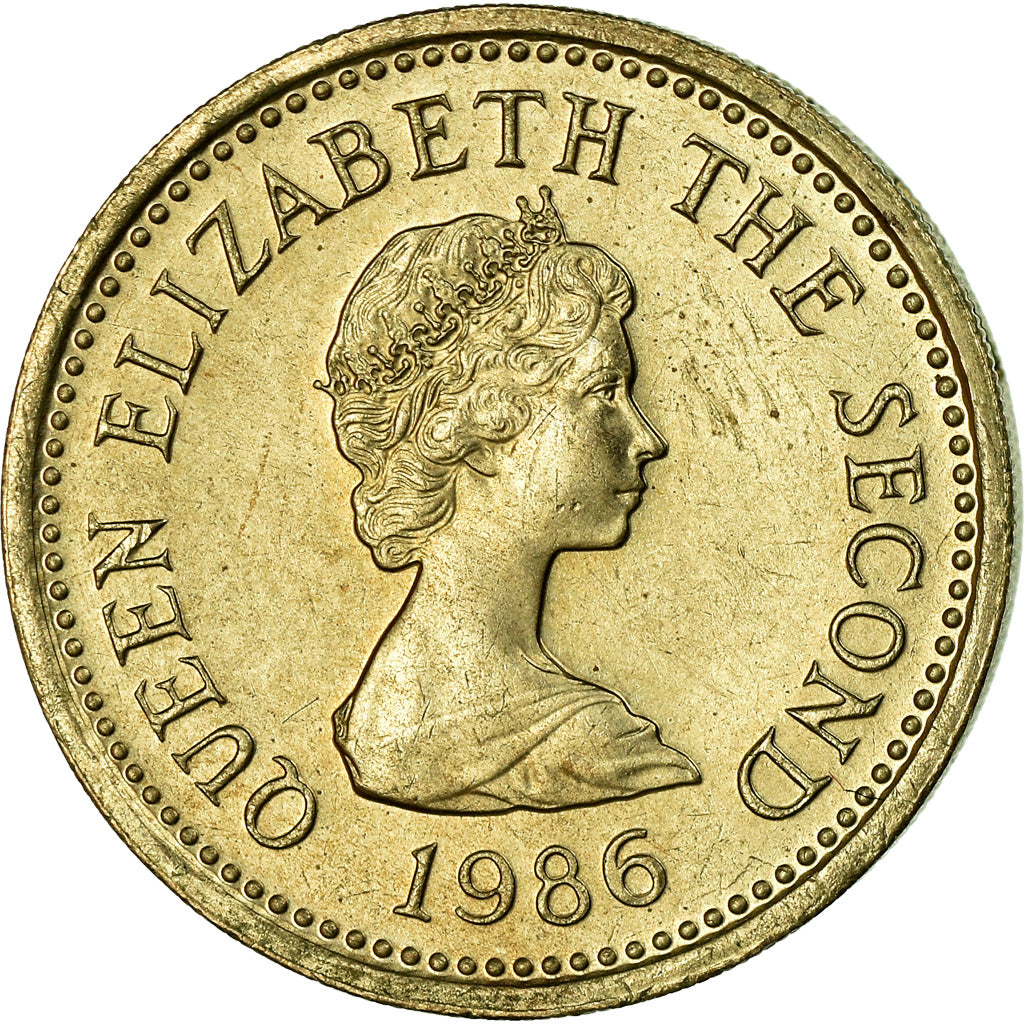 Coin, Jersey, Elizabeth II, Pound, 1986, MS(63), Nickel-brass, KM:69