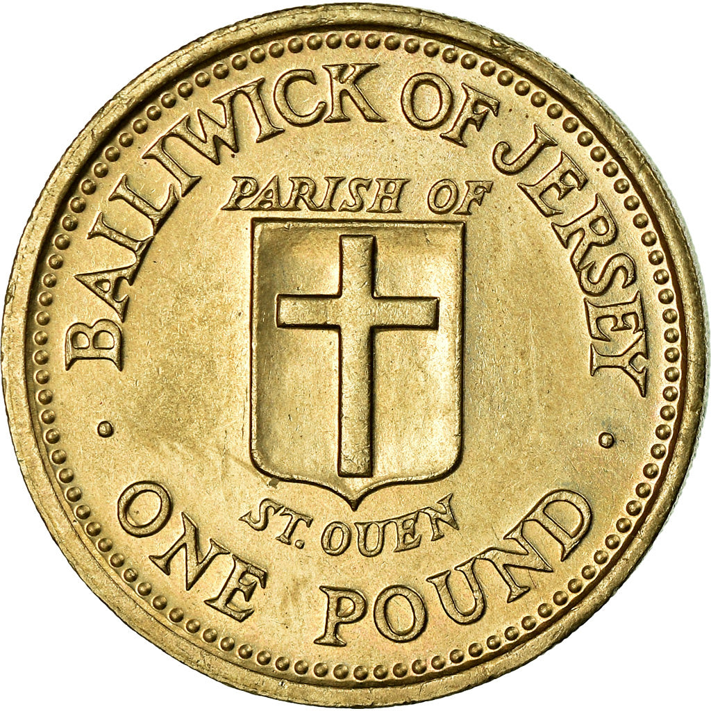 Coin, Jersey, Elizabeth II, Pound, 1987, MS(63), Nickel-brass, KM:72