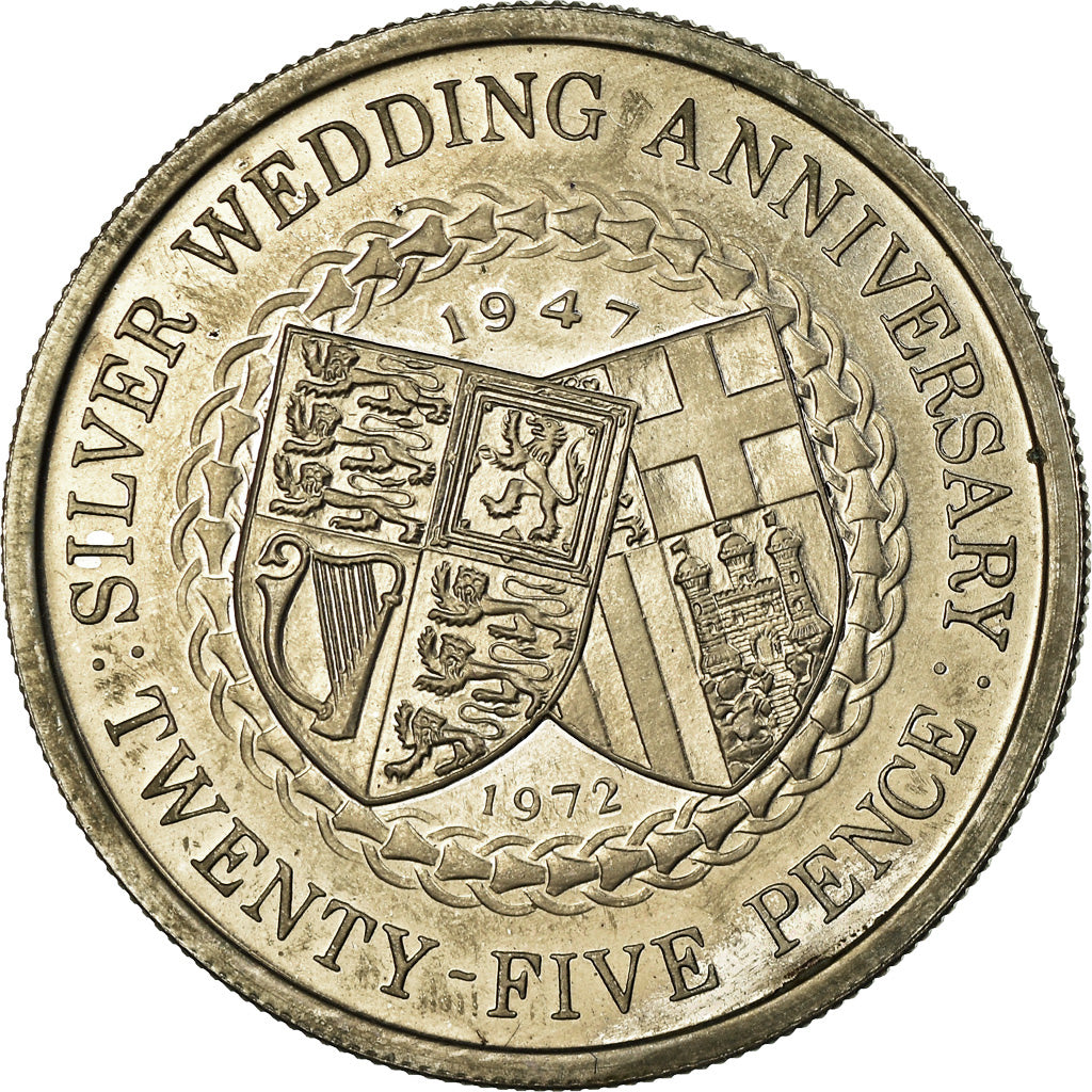 Münze, Isle of Man, Elizabeth II, 25 Pence, 1972, UNZ, Copper-nickel, KM:25