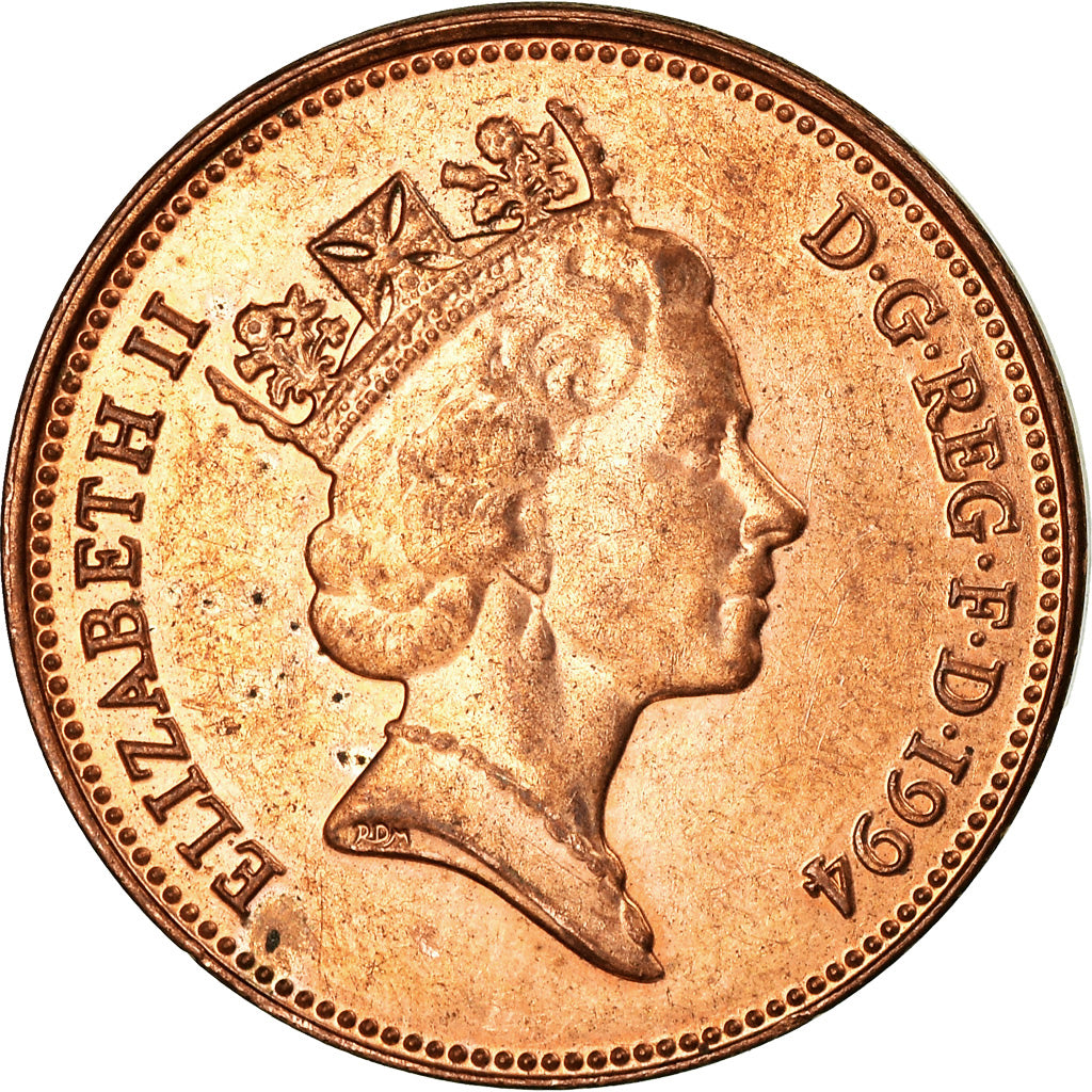 Coin, Great Britain, Elizabeth II, 2 Pence, 1994, AU(55-58), Copper Plated