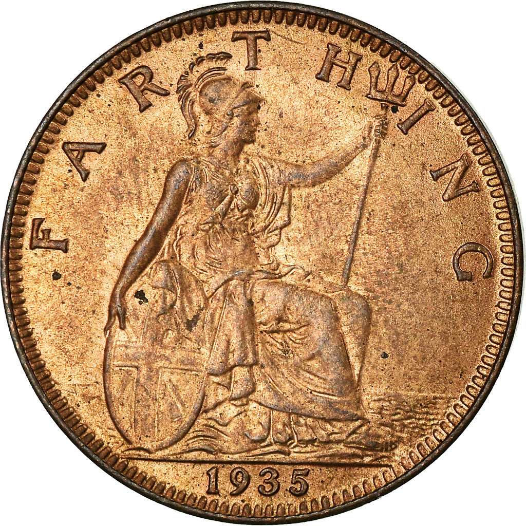 Coin, Great Britain, George V, Farthing, 1935, AU(55-58), Bronze, KM:825