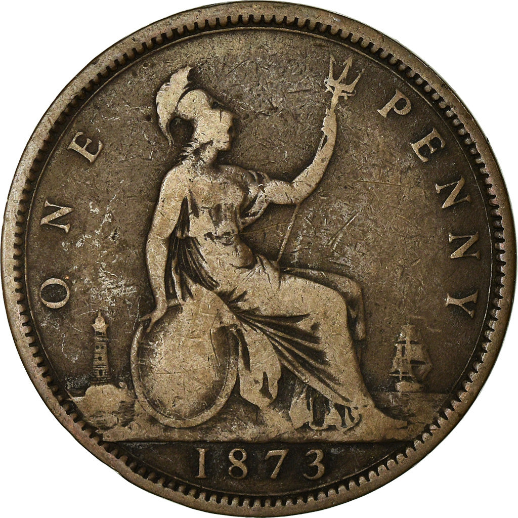 Coin, Great Britain, Victoria, Penny, 1873, VF(20-25), Bronze, KM:749.2