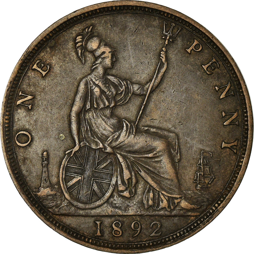 Coin, Great Britain, Victoria, Penny, 1892, EF(40-45), Bronze, KM:755