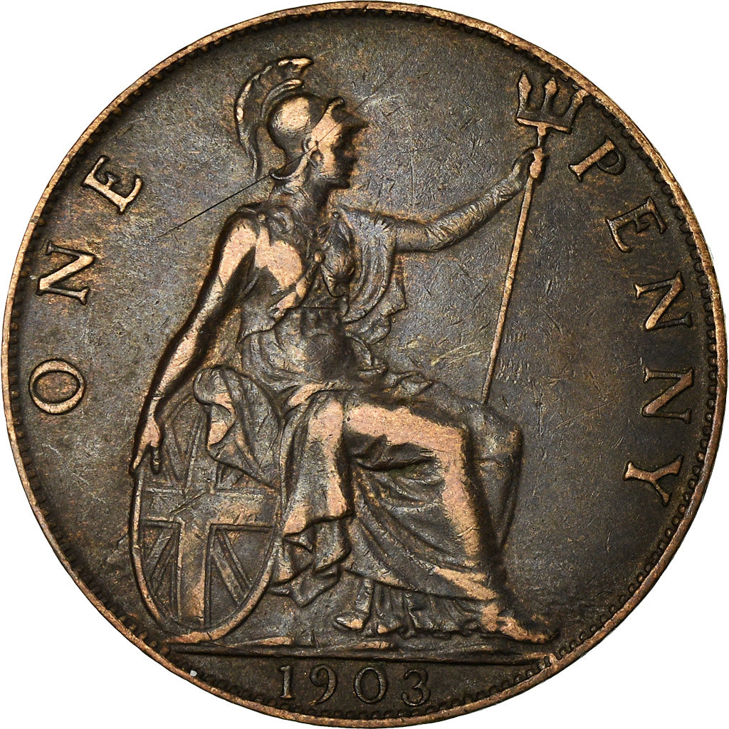 Coin, Great Britain, Edward VII, Penny, 1903, VF(30-35), Bronze, KM:794.2