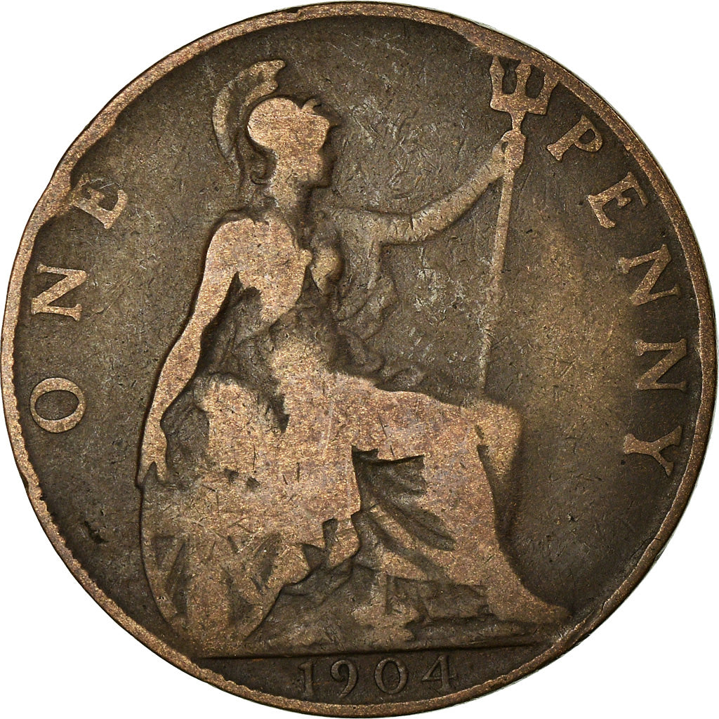 Coin, Great Britain, Edward VII, Penny, 1904, VF(20-25), Bronze, KM:794.2