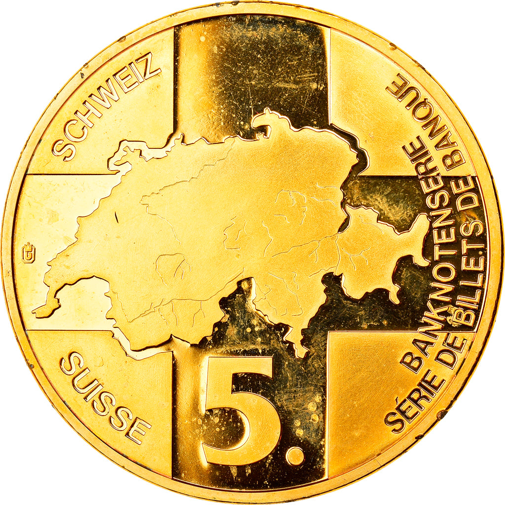 Switzerland, Medal, Billet de Banque 500 Francs, 1957, MS(63), Copper Gilt