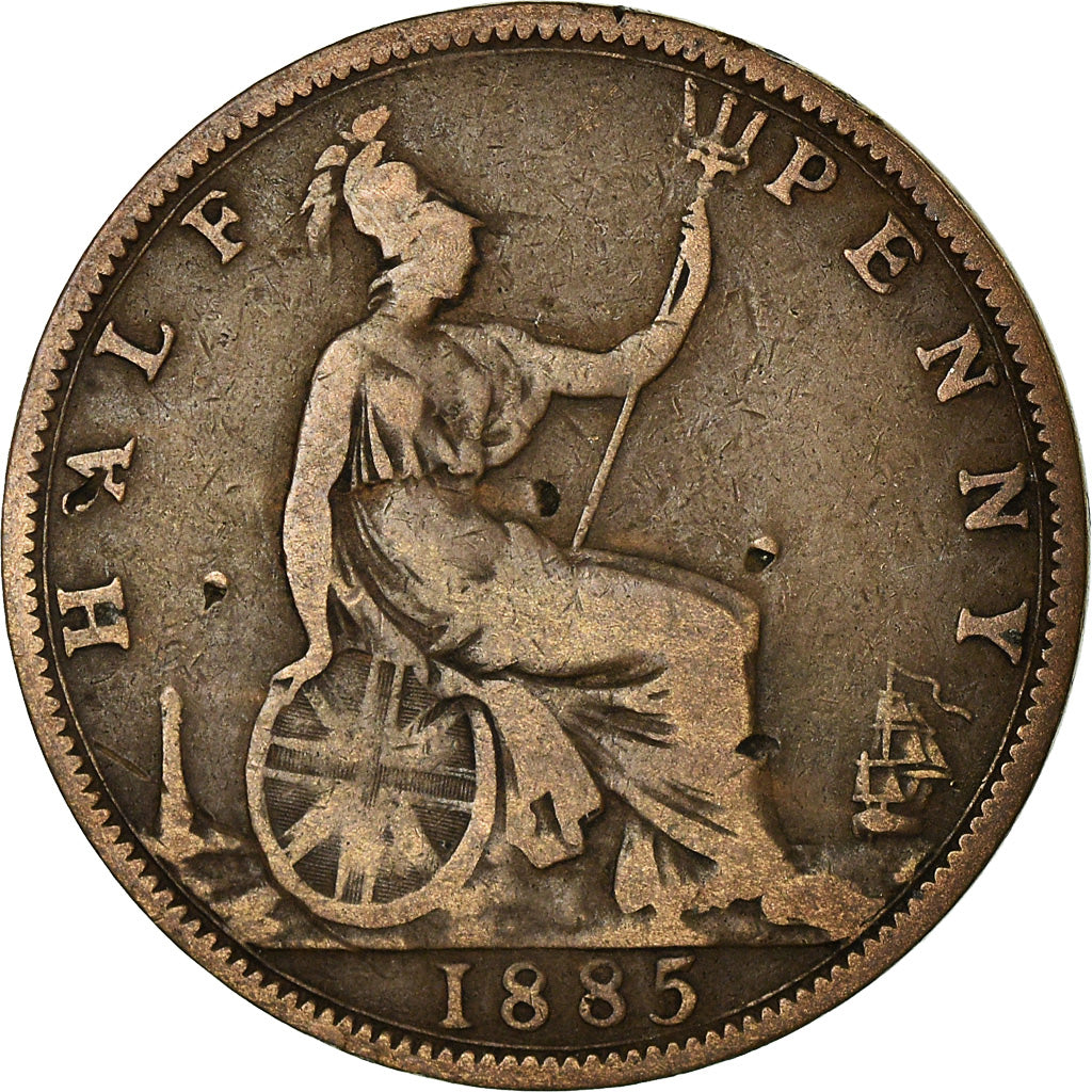 Moneta, Gran Bretagna, Victoria, 1/2 Penny, 1885, MB, Bronzo, KM:754