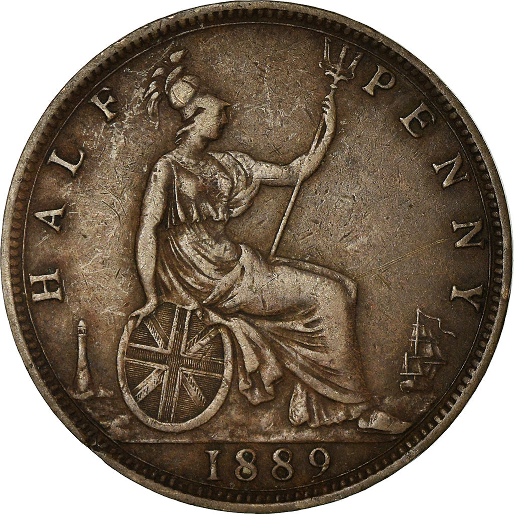 Coin, Great Britain, Victoria, 1/2 Penny, 1889, EF(40-45), Bronze, KM:754