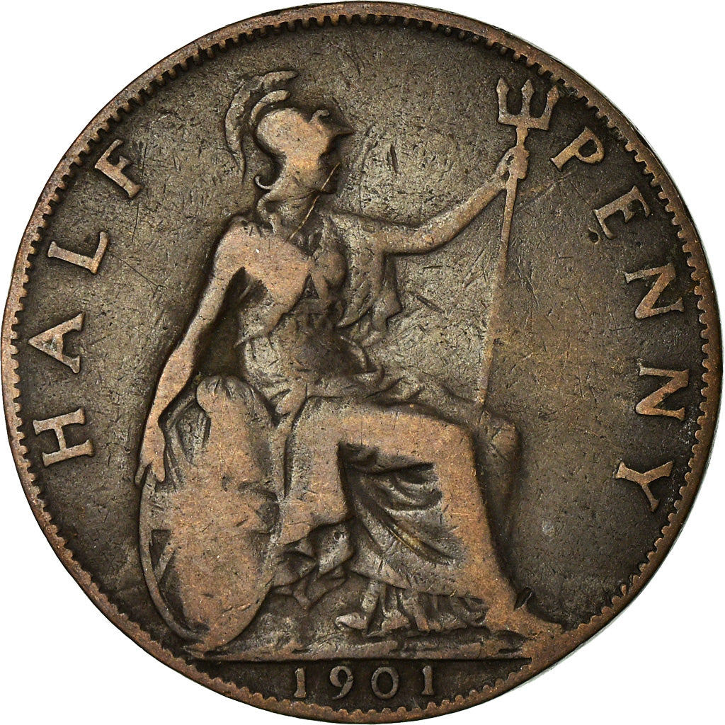 Coin, Great Britain, Victoria, 1/2 Penny, 1901, VF(20-25), Bronze, KM:789