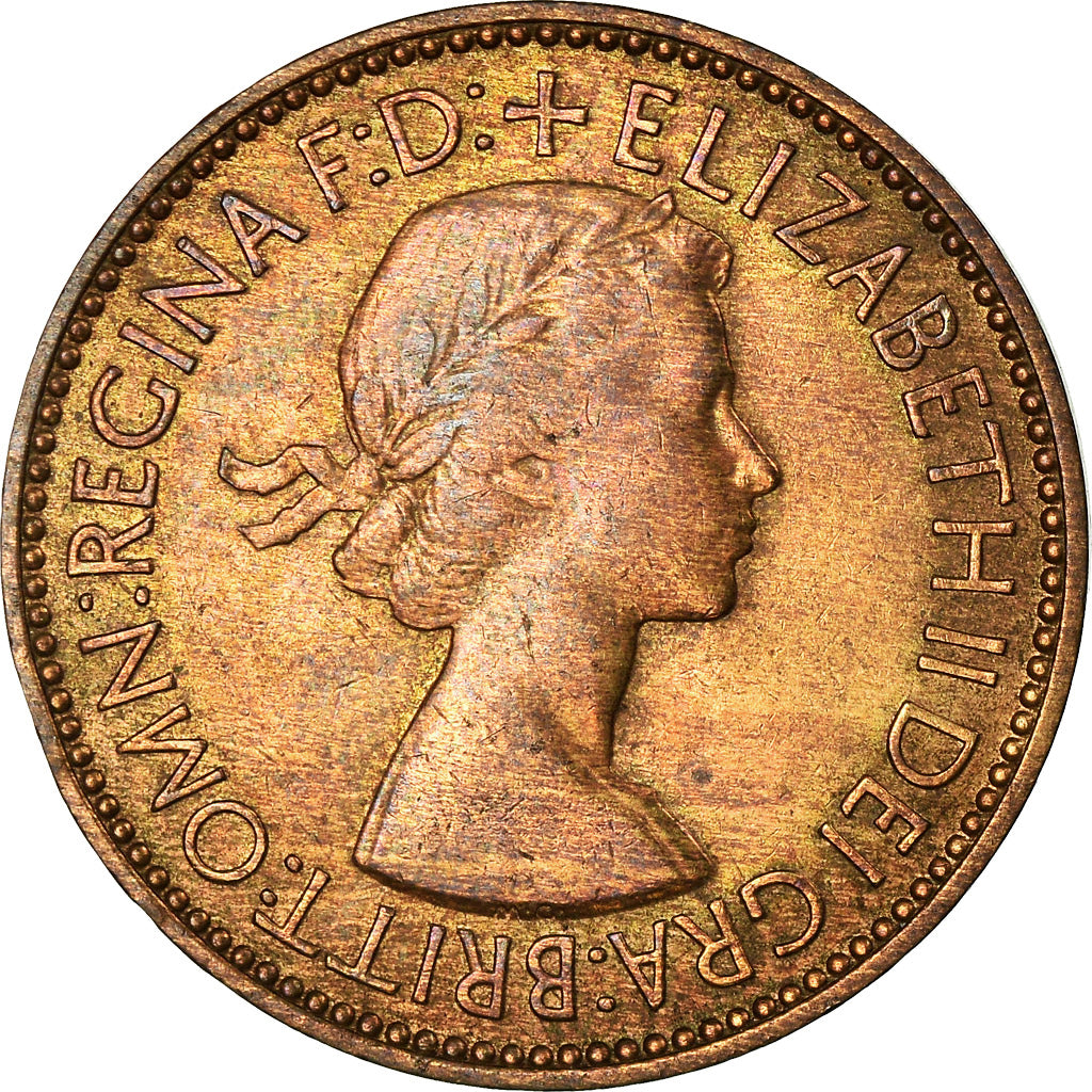 Coin, Great Britain, Elizabeth II, 1/2 Penny, 1953, EF(40-45), Bronze, KM:882