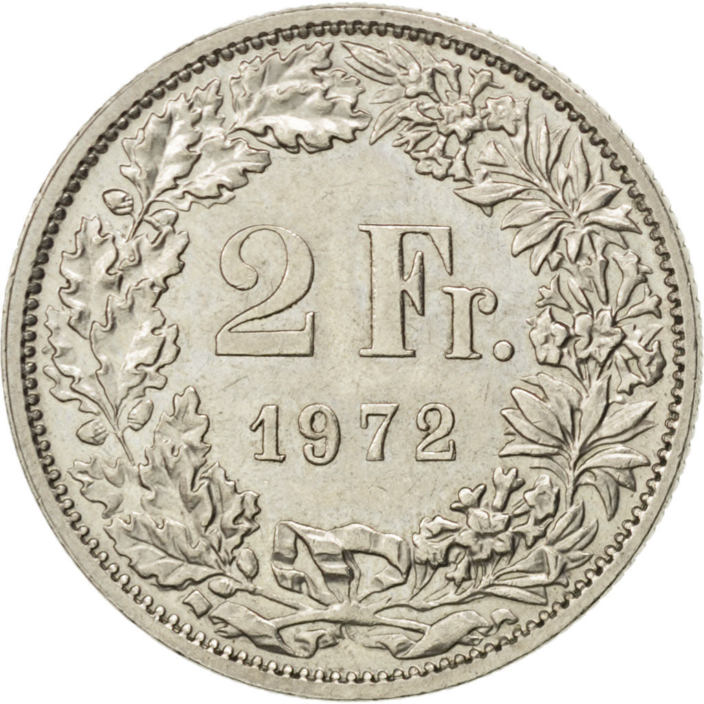 Suisse, Confédération Helvétique, 2 Francs 1972, KM 21a.1