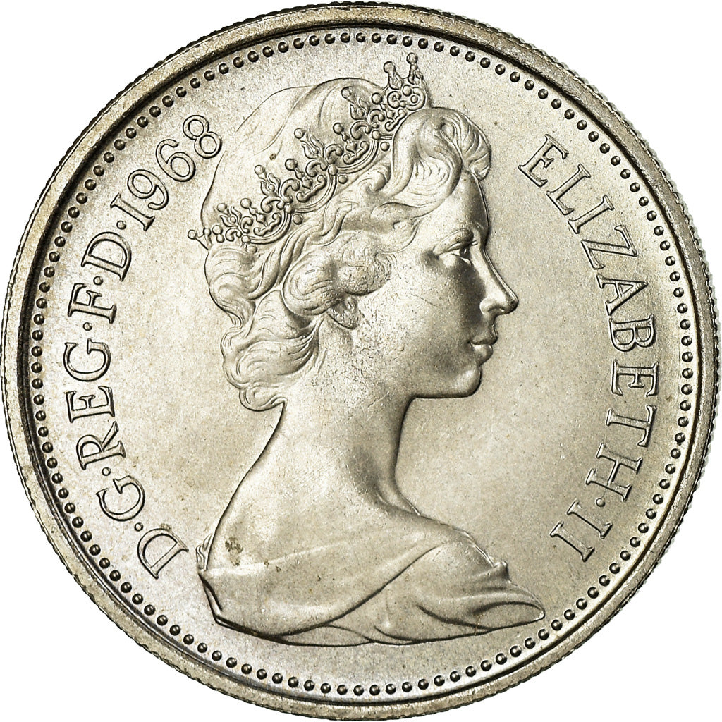 Coin, Great Britain, Elizabeth II, 5 New Pence, 1968, MS(63), Copper-nickel